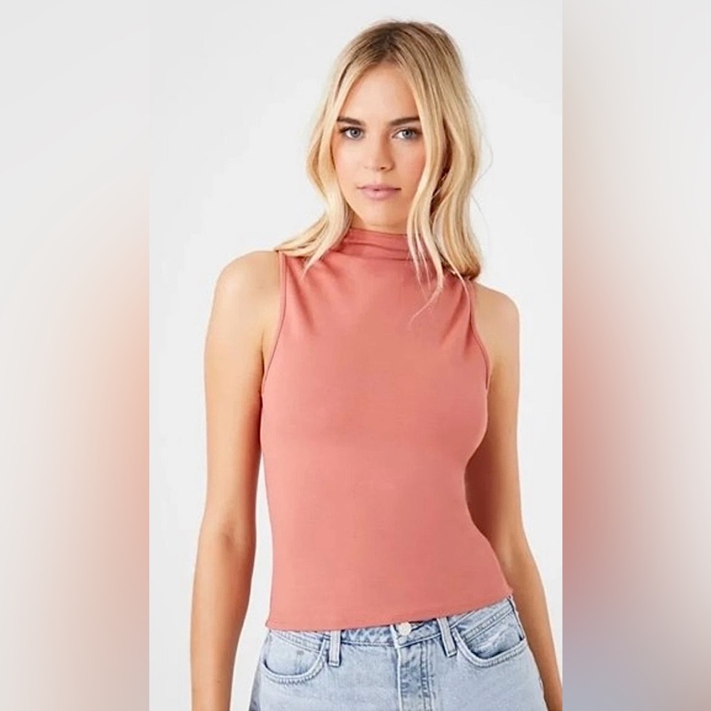 Vintage Sleeveless Wool Pink Turtleneck Size S